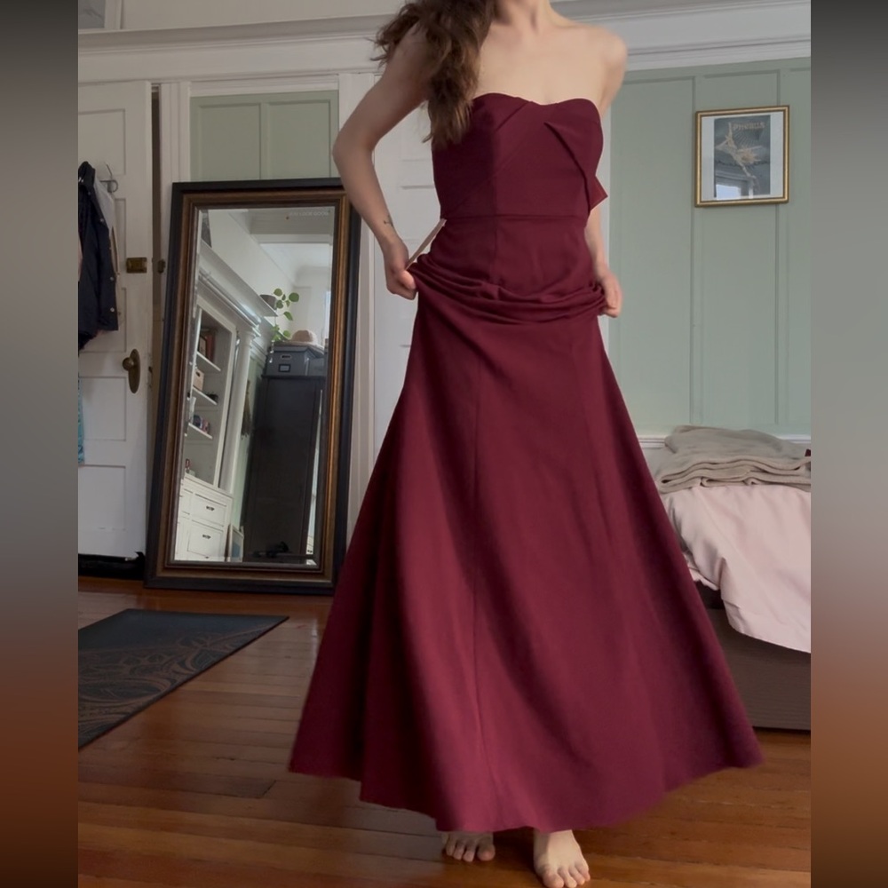 BHLDN Elegant Burgundy Strapless Dress